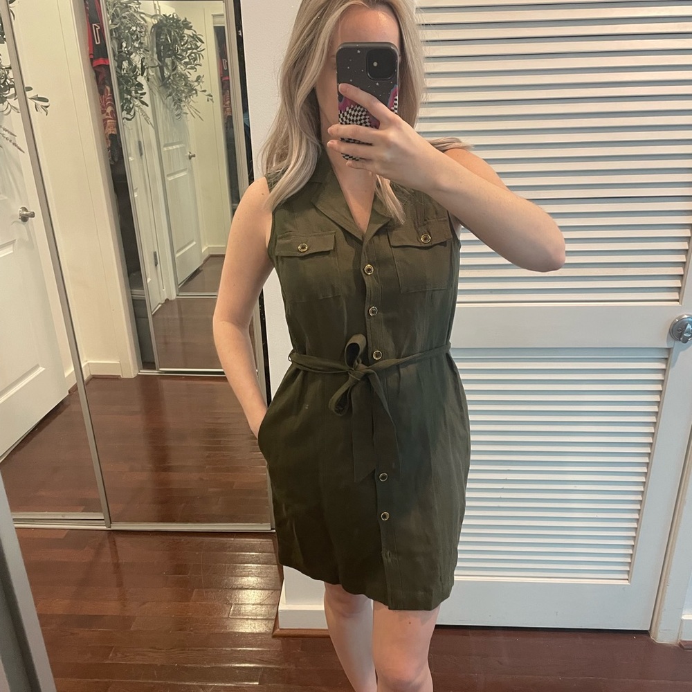 Banana Republic Olive Green Sleeveless Dress - Picture 4 of 4